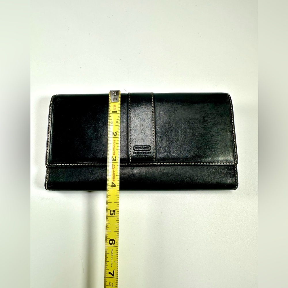 Coach Hampton Leather Tri-fold Wallet in Black - Picture 7 of 7